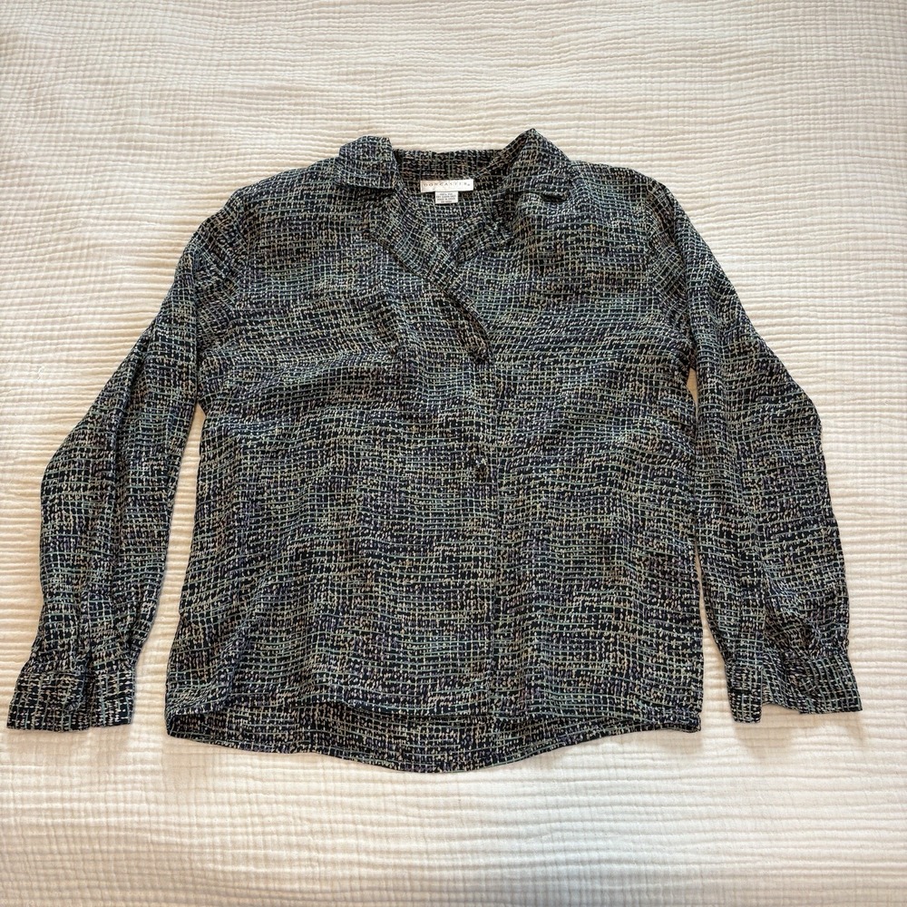 Vintage Doncaster Shirt Womens Sz 10 Button Front Blouse Top 100% Silk